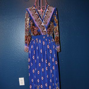 Lapogee Blue and Pink Maxi Dress